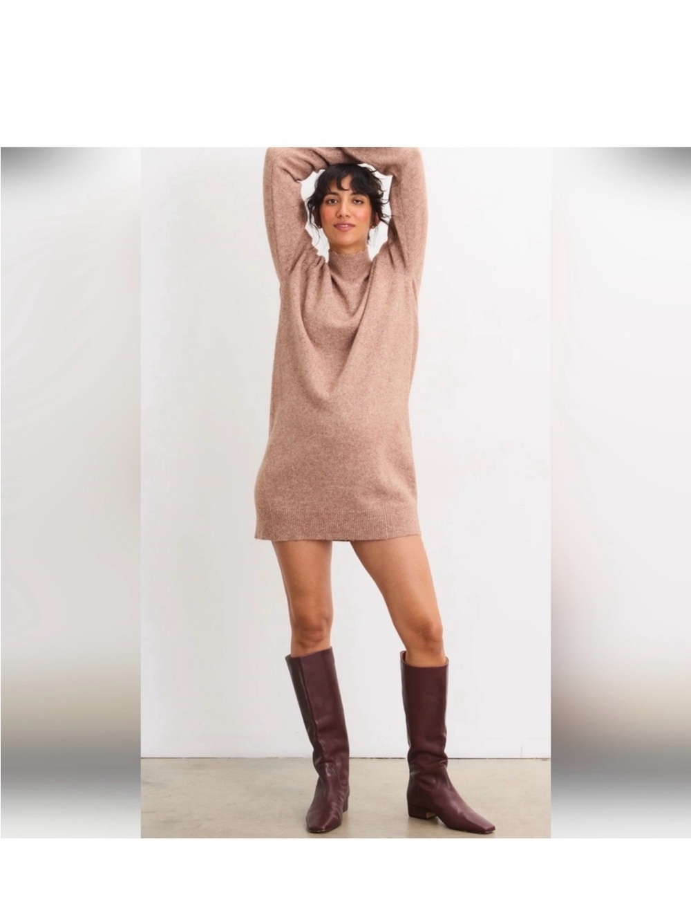 Hatch maternity Sweater Dress in Taupe